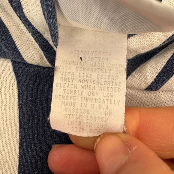Vintage Extra Elements Women's Navy Blue White Striped Hoodie Shirt Size 22W - Picture 6 of 9